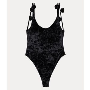 Something Navy - Black Velvet One Piece